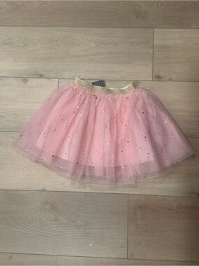 NWT Petite Hailey Pink Tulle Star-Embellished Skirt with Gold Elastic Waist